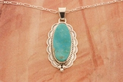 Native American Jewelry Genuine Kingman Turquoise Pendant